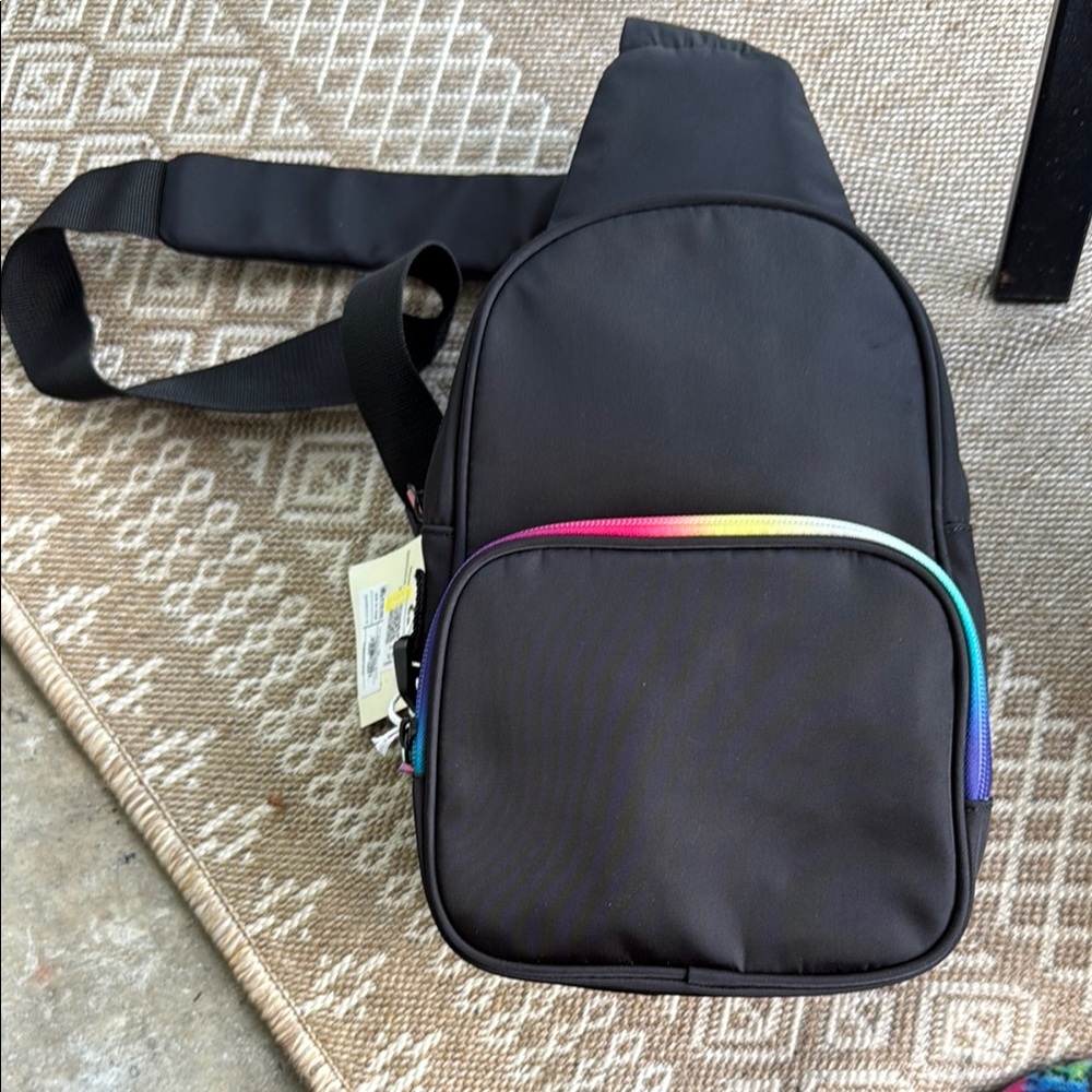 Red and Blue Backpack with Modern Design